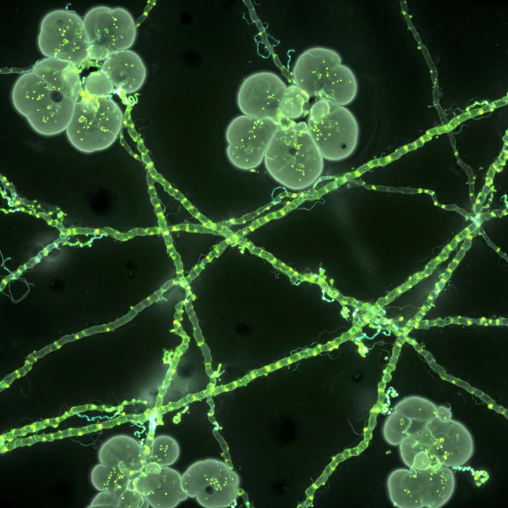 Fluorescent microscopy of peptide-scale structures